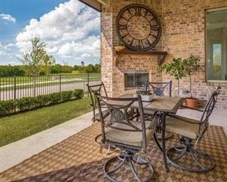 HUGE clock display, 4 patio chairs (no table) and outdoor rug