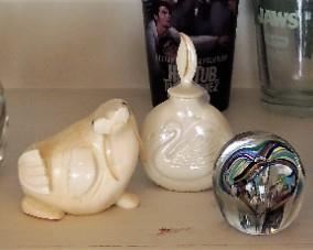 Italian Glass paperweights and bowl