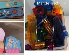 Kids puzzle, marble track and white noise machines