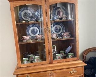 Antique Fruitwood china cabinet