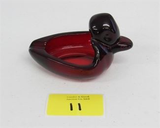 Duncan Miller ruby red duck ashtray