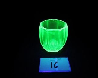 Uranium glass votive/tooth pick holder