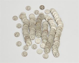 2210
Two Hundred-Twenty U.S. Silver Quarters
Ranging from 1940's, 1950's & pre-1964
1358 grams gross
Estimate: $800 - $1,200