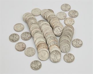 2216
Ninety-Seven U.S. Silver Half Dollar Coins
Ranging 1940's, 1950's & 1960's pre-1964
1200 grams gross
97 pieces
Estimate: $800 - $1,200