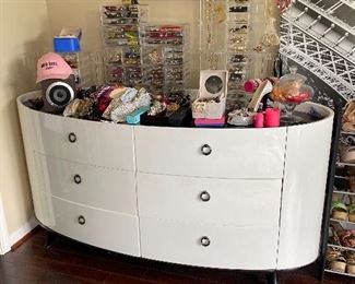 Retro Dresser in White and Loads of Costume Jewelry
