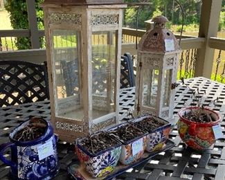 Large Outdoor Lanterns and Colorful Pottery