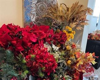 Silk Flowers - By the Bucketful!  And Shiny Wall Decor