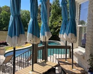 Appealing Umbrellas in Turquoise and Great Side Tables 