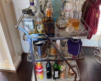 Modern Barware and three Shelf Cart