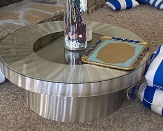 Matching Lighted Chrome Coffee Table