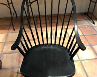 Chair matches table. Has saddle seat, very comfortable.  