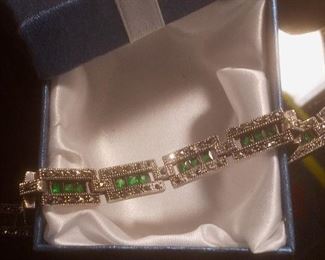 925 silver and emerald bracelet vintage $30