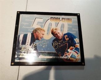 Bobby Hull and Brett Hull signed poster