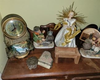 Vintage clocks and figurines