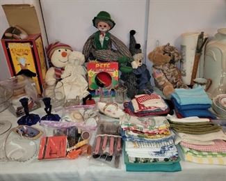 Old dolls, decor and linens