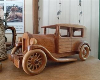 Wood car sculpture