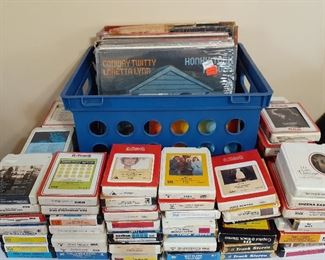 Vintage LPs and 8-track tapes