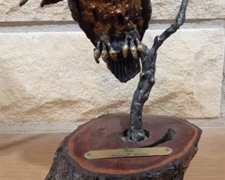 "Owl" bronze sculpture by Oklahoma artist James H. Scorse