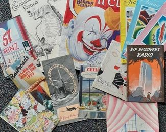 Antique programs, including several from the 1936 World's Fair