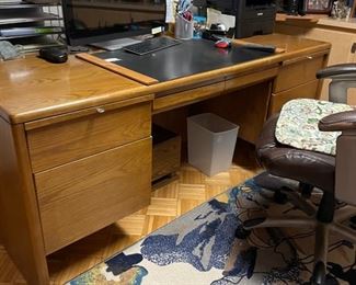 Mid-century wood desk & office chair. 