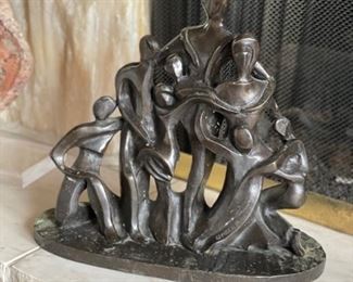 Bronze sculpture of family. Signed by artist. Photo 1 of 2