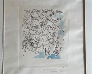 Salvador Dali, Les Chevaux Bleus, 1966 etching on paper. Number 24/100. Photo 1 of 3