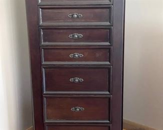 Jewelry/lingerie chest of drawers. Measures 40"H x 19"W x 13"D. 