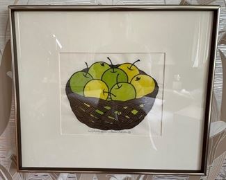 Jacques Hnizdovsky, Apples in a Basket, 1971. Signed and numbered 112/150