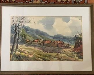 Original Spanish watercolor signed by artist