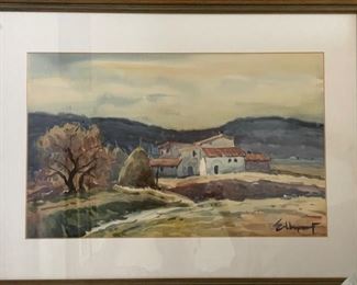 Original Spanish watercolor signed by artist. Photo 1 of 2. 