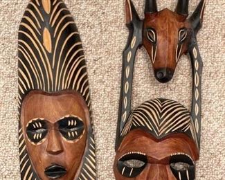 Carved African masks.