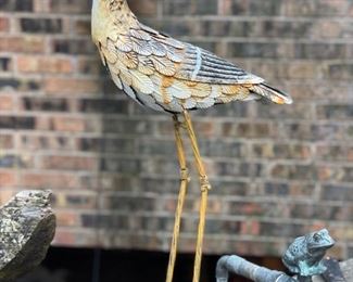 Metal sand piper bird sculpture