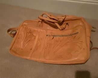 vintage embossed  leather duffel bag