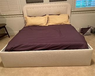 king size custom neutral upholstered bed from Mathews furnishings in Buckhead