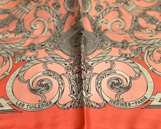 Vintage Hermès - Paris “Les Tuileries” pink silk scarf