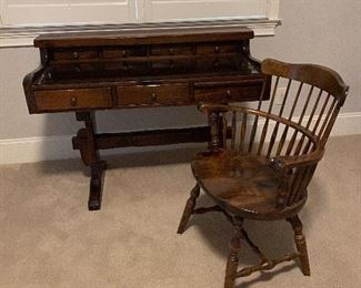 Desk and Windsor chair