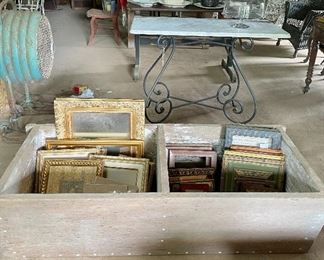 Old grain box full of frames