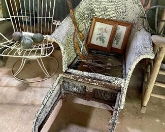 Great old wicker chair and ottoman