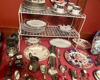 Fabulous old silver plate and Imari 