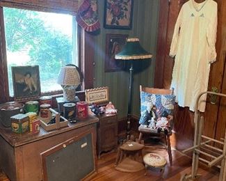 Blanket Chest, Real Slate Chalkboard, Antique Tins and More