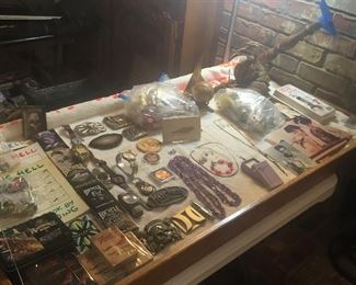 Belt buckles, playing cards, some of the watches, some Elvis stuff, Betty boop. 