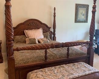 King four post bed and matching end table ( this mattress and box spring are not included)
