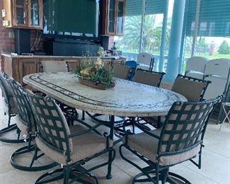 Mosaic patio table and chair set