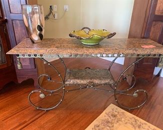 Attractive wood and iron console