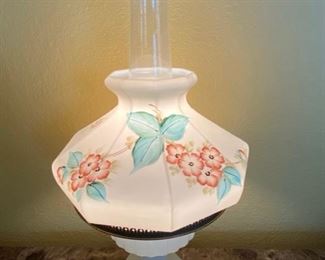 Aladdin style lamp with hand-painted shade, 24 inches tall
