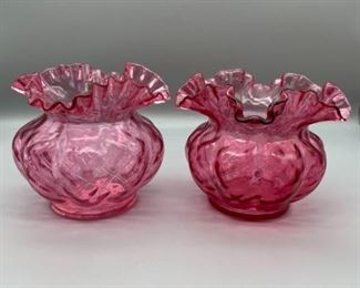 Vintage Cranberry Fenton Vases