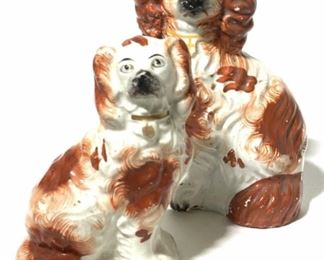 Antique STAFFORDSHIRE English Spaniel Figurals
