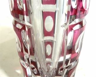 VAL ST LAMBERT Thick Wall Cranberry Art Glass Vase
