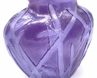 Purple Glass Grasshopper Motif Vase
