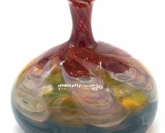 J. PROBSTEIN Signed Hand Blown Art Glass Bud Vase
